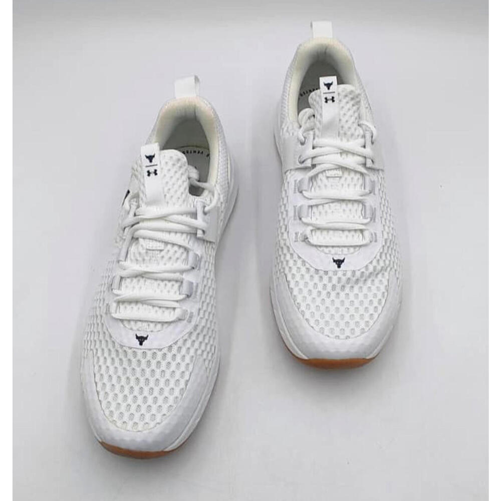 Under Armour Project Rock BSR 4 White  Halo Grey Charged Size 12 Sneakers Men